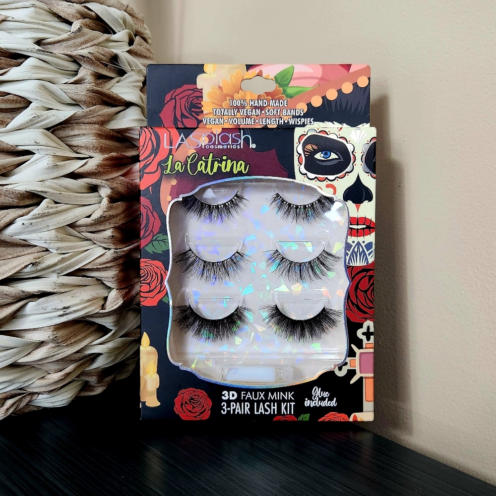 LASplash Cosmetics | La Catrina, 3D Faux Mink, 3 Pair Lash Kit (1 PACK)